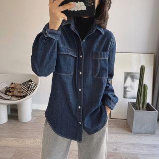 Long Sleeve Fleeced Denim Shirt