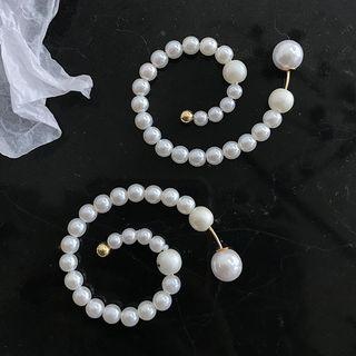 Faux Pearl Swirl Earring 1 Pair - Gold - One Size