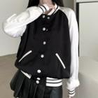 Two Tone Baseball Jacket Black & White - One Size