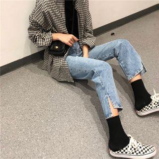 Side-slit Straight-cut Jeans