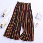 Striped Wide-leg Pants Stripes - Navy Blue & Red - One Size