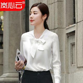 Long-sleeve Bow Accent Blouse / Dress Pants / Set