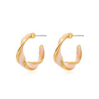 Twisted Glaze Open Hoop Earring 1 Pair - Gold - One Size