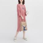 Printed 3/4-sleeve T-shirt Dress As Shown In Figure - One Size