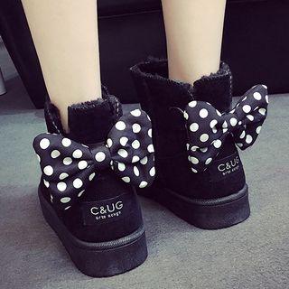 Dotted Bow Accent Snow Boots