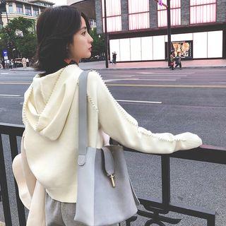 Faux Pearl Hooded Sweater
