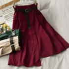 Paperbag High-waist Asymmetric Midi Skirt