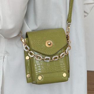 Croc Grain Chain Bucket Bag
