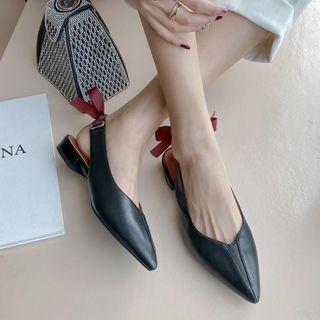 Pointed Low Heel Slingback Sandals