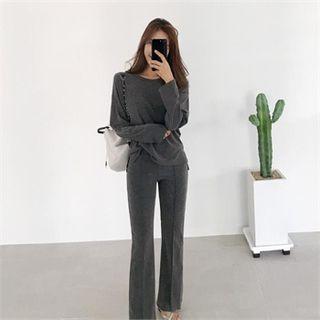 Dip-back Top & Boot-cut Pants Lounge Set