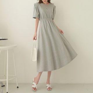Sharp-shoulder Band-waist Long Dress
