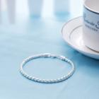 Silver Plated Ribbed Bracelet Platinum - One Size