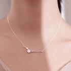925 Sterling Silver Flower & Bar Pendant Necklace As Shown In Figure - One Size