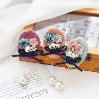 Fabric Flower Bow Brooch