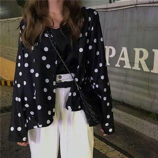 Plain Long-sleeve Jacket Black - One Size