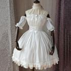 Bow Accent Sleeveless A-line Dress With Detachable Sleeves