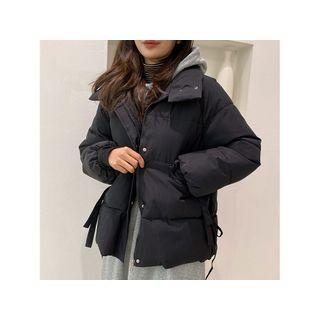 Drawcord-waist Padding Jacket Black - One Size