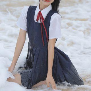 Short-sleeve Shirt / A-line Pinafore Dress