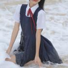 Short-sleeve Shirt / A-line Pinafore Dress