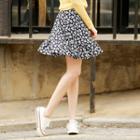 Frill-hem Floral A-line Mini Skirt