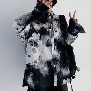 Couple Matching Splatter Print Long Sleeve Shirt As Shown In Figure - One Size