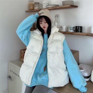 Lettering Sweatshirt / Plain Padded Vest