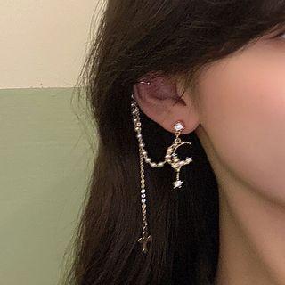Moon & Star Cross Asymmetrical Alloy Earring