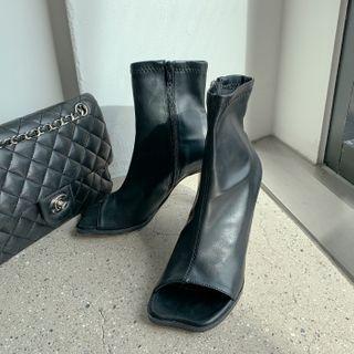 Open-toe Flared-heel Ankle Boots