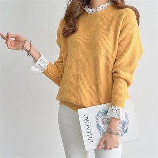 Eyelet-lace Detail Knit Top