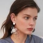 Faux Crystal Flower Dangle Earring 1 Pair - Gold - One Size