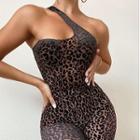 One-shoulder Leopard Print Tank Top