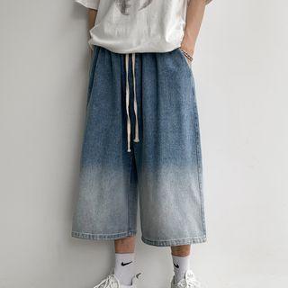 Gradient Cropped Wide-leg Jeans