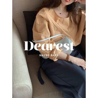 Round-neck Cotton Blouse One Size