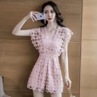 Short-sleeve Perforated Playsuit