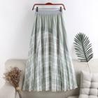 Patterned Accordion Pleated Midi A-line Skirt