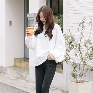 Mock-neck Balloon-sleeve Loose-fit Sweatshirt