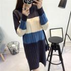 Color Block Ribbed Sweater Dress