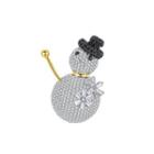 Fashion Bright Snowman Brooch With Cubic Zirconia Silver - One Size