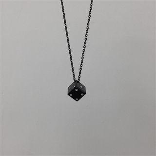 Dice Pendent Chain Necklace Black - One Size