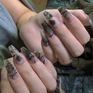 Frosted Rose Flower Art False Nail W006 - One Size