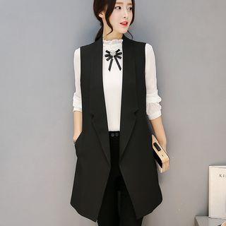 Open-front Long-lapel Long Vest