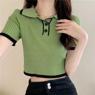 Polo Short-sleeve Contrast Trim Knit T-shirt