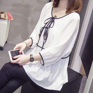 3/4-sleeve Bow Accent Top