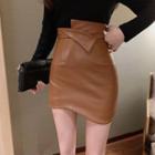 Asymmetric Mini Pencil Faux Leather Skirt