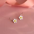 Flower Stud Earring 1 Pair - 925 Silver - Hook Earring - White - One Size