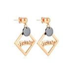 Simple And Fashion Plated Rose Gold Geometric Square 316l Stainless Steel Earrings Rose Gold - One Size