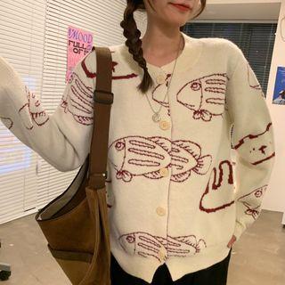 Fish Print Cardigan