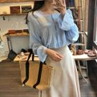 Square-neck Bishop-sleeve Blouse