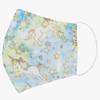 Handmade Cotton Mask Cover (unicorn Print)(adult) Blue - One Size