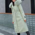 Furry Trim Hooded Fleece-lined Midi Coat